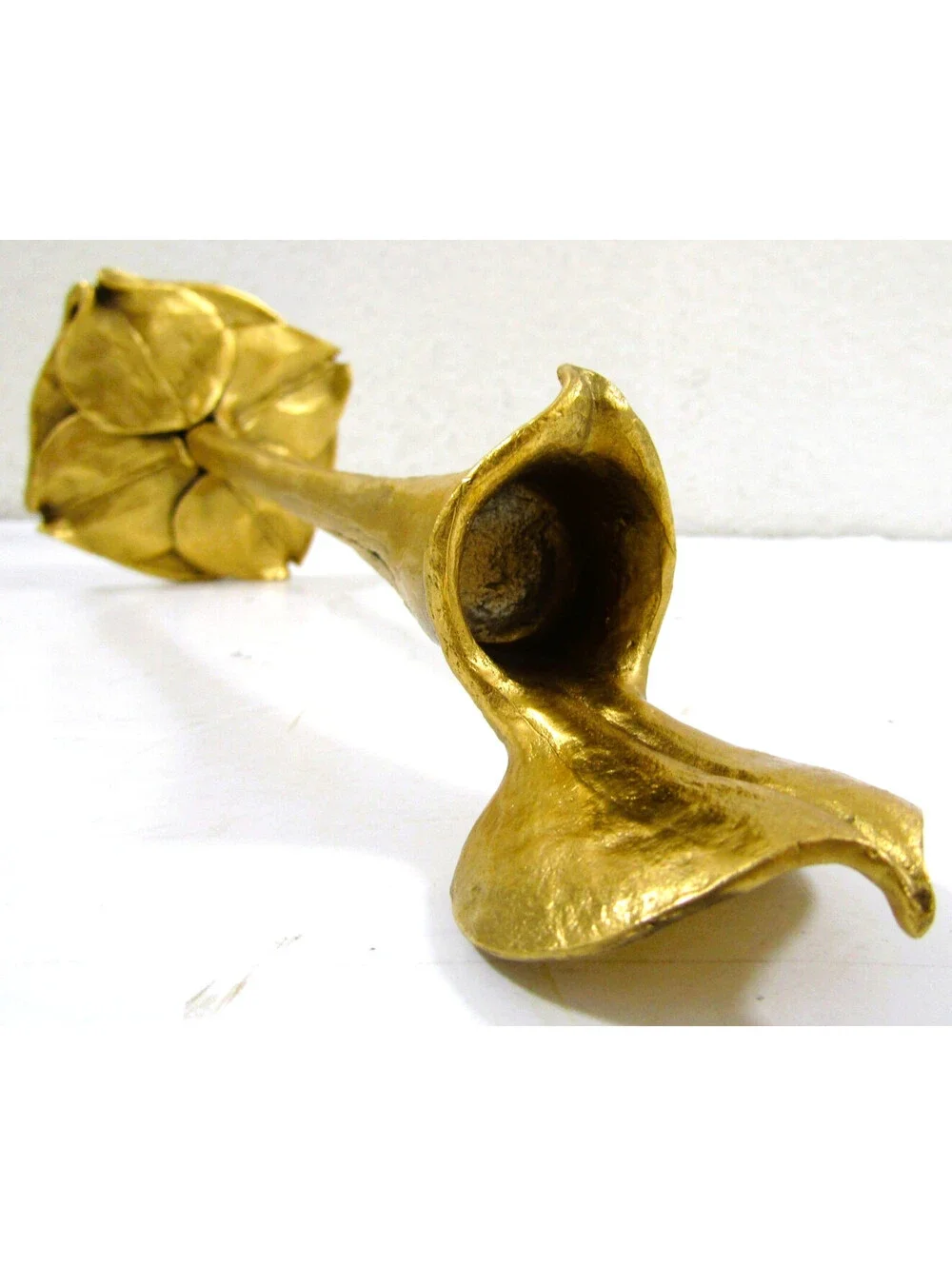 Pair Art Nouveau German Cast Brass Calla Lily Candlesticks attr. Richard Müller